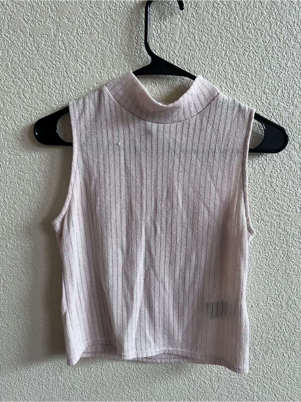 H&M Ribbed Mock Neck Sleeveless Tank - Pale Pink